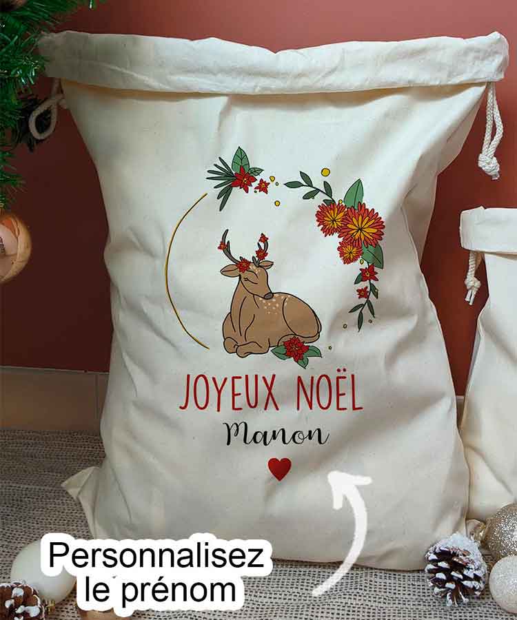 Hotte de Noël Personnalisable - Cadeaux Noël - L'Atelier Textile