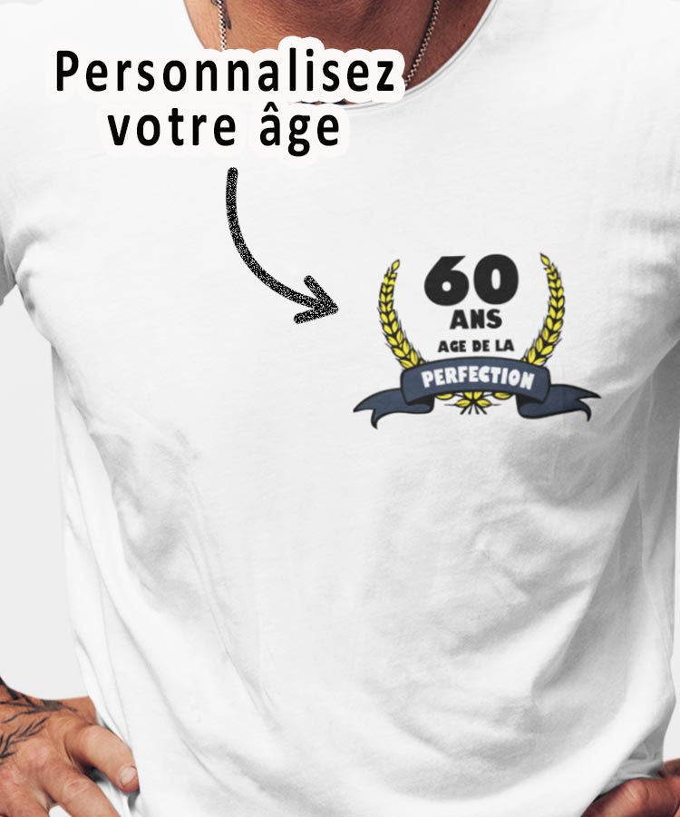 Tee-shirt 60 ans Anniversaire Homme Blanc M, L, XL
