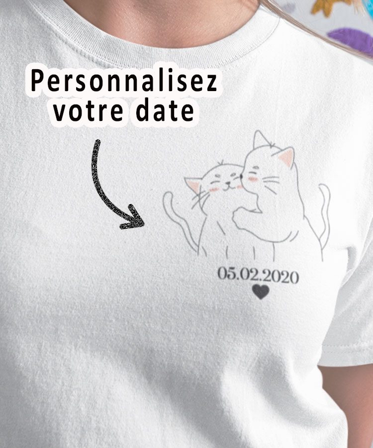 Tee-shirt - Calin chaton personnalise - Pour femme 1|Tee-shirt - Calin chaton personnalise - Pour femme 2