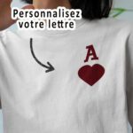 Tee-shirt - Coeur initiale personnalise - Pour femme 1|Tee-shirt - Coeur initiale personnalise - Pour femme 2