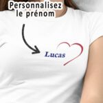 Tee-shirt - Coeur personnalise prenom - Pour femme 1|Tee-shirt - Coeur personnalise prenom - Pour femme 2