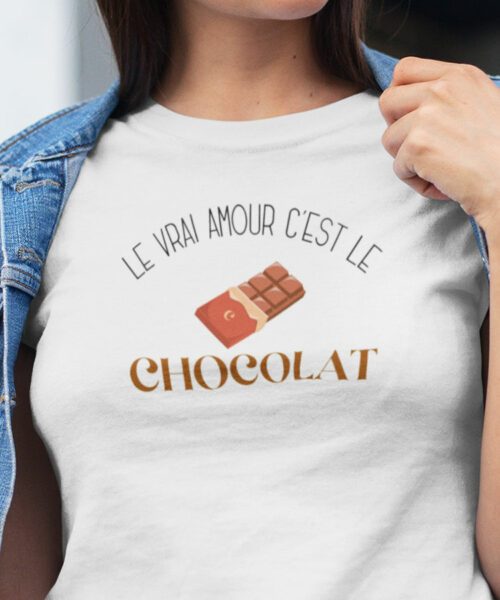 Tee-shirt-Levraiamourcestlechocolat-Femme1|Tee-shirt-Levraiamourcestlechocolat-Femme2