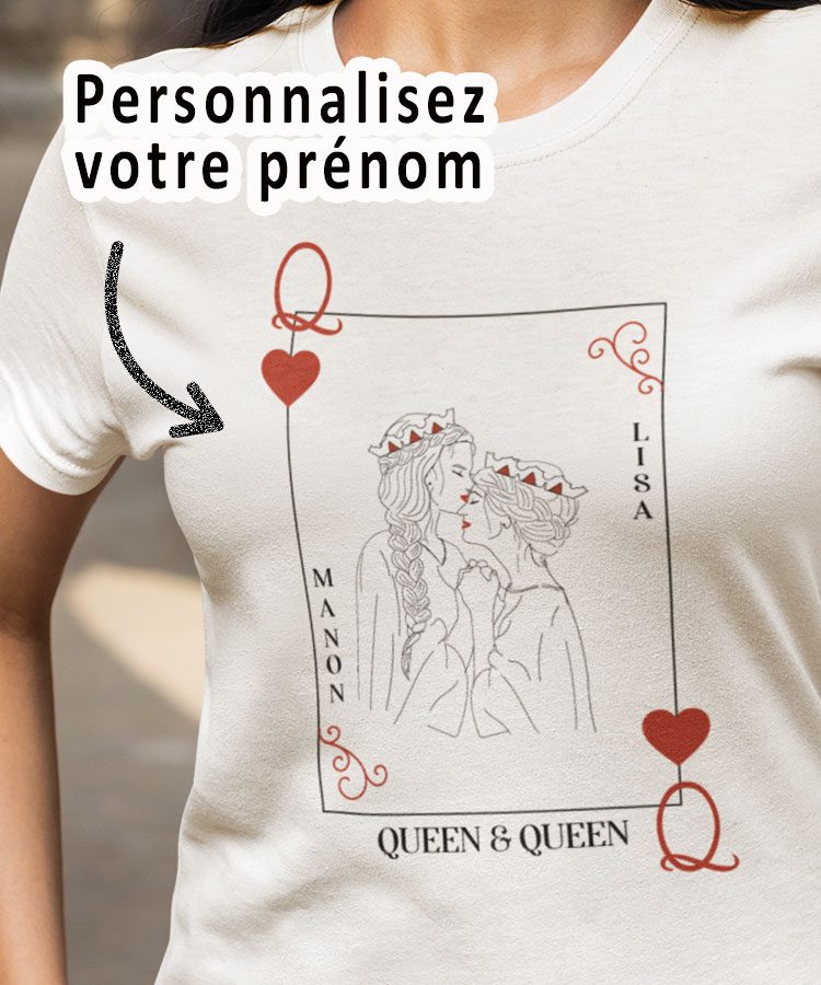 Tee-shirt - Queen and queen carte personnalise - Pour femme 1|Tee-shirt - Queen and queen carte personnalise - Pour femme 2