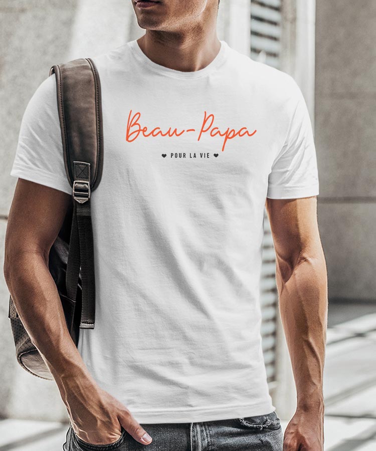 T-Shirt Blanc Beau-Papa pour la vie Pour homme-2