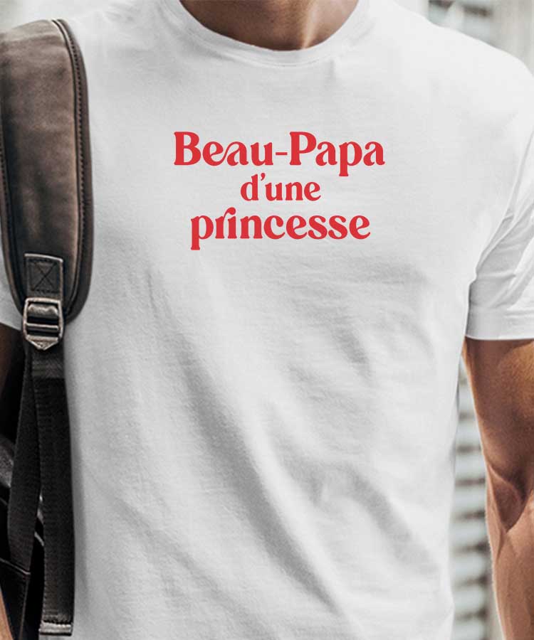 T-Shirt Blanc Beau-Papa d'une princesse Pour homme-1