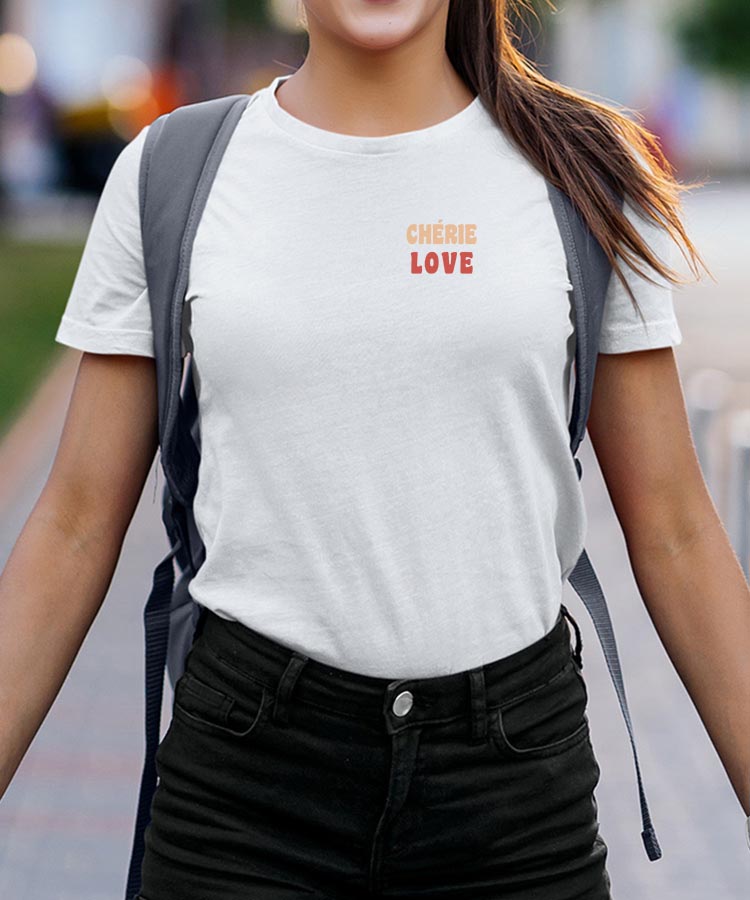 T-Shirt Blanc Chérie love Pour femme-2
