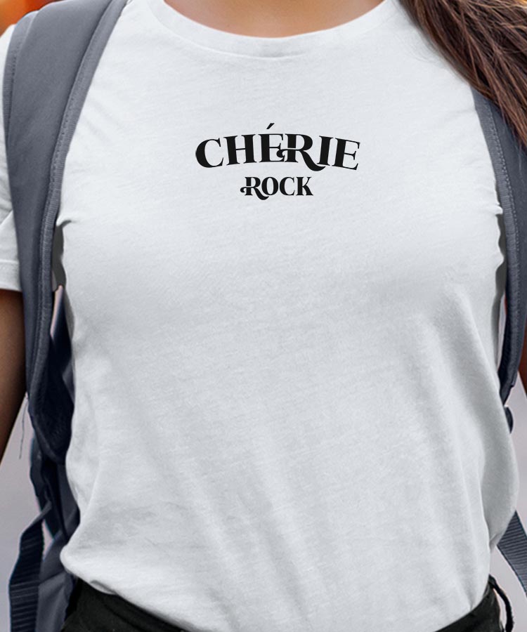 T-Shirt Blanc Chérie rock Pour femme-1