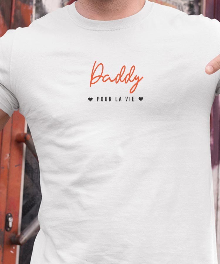 T-Shirt Blanc Daddy pour la vie Pour homme-1