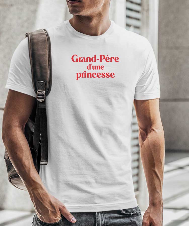 T-Shirt Blanc Grand-Père d'une princesse Pour homme-2