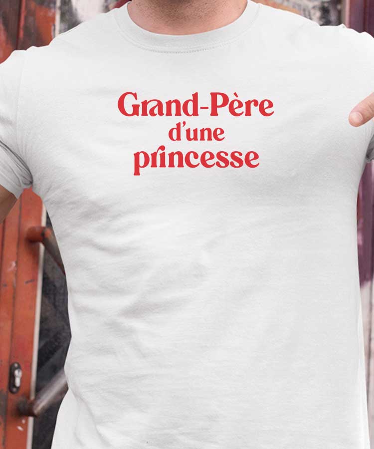 T-Shirt Blanc Grand-Père d'une princesse Pour homme-1