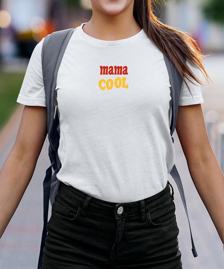 T-Shirt Blanc Mama cool disco Pour femme-2
