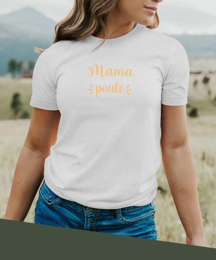 T-Shirt Blanc Mama poule Pour femme-2