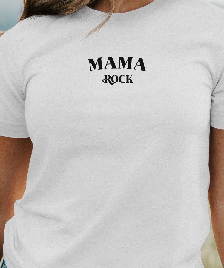 T-Shirt Blanc Mama rock Pour femme-1