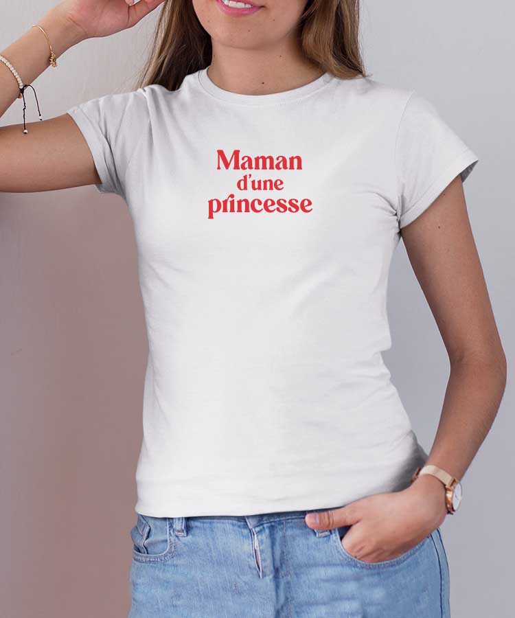 T-Shirt Blanc Maman d'une princesse Pour femme-2