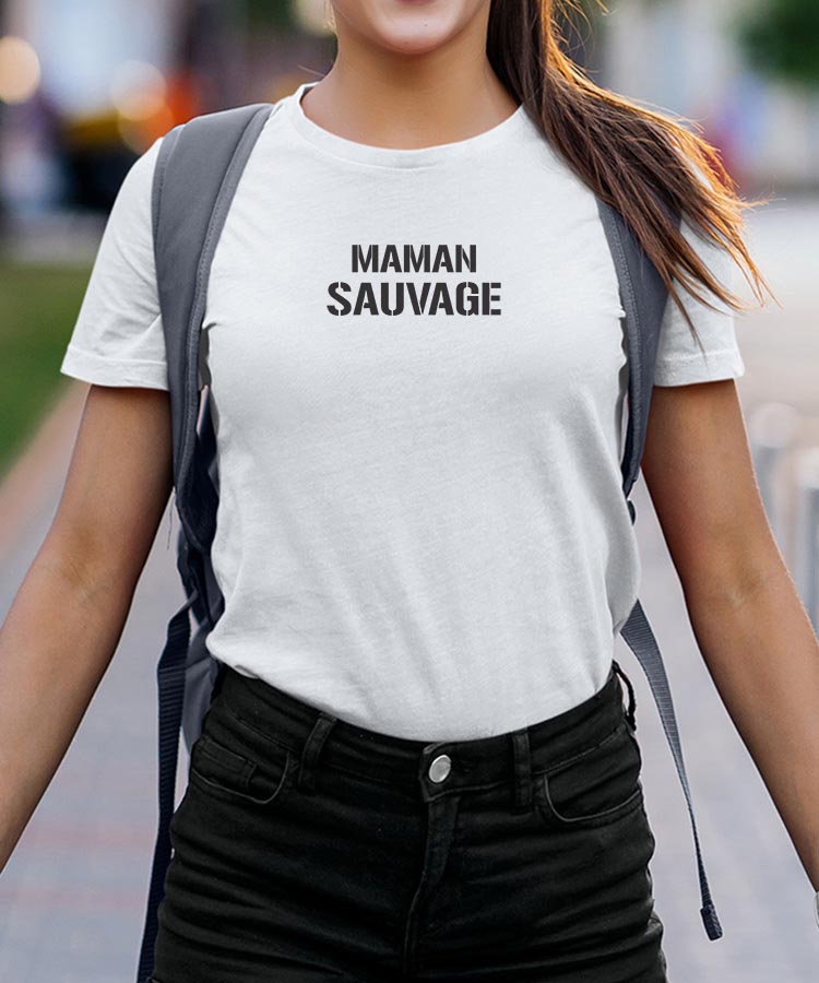 T-Shirt Blanc Maman sauvage Pour femme-2