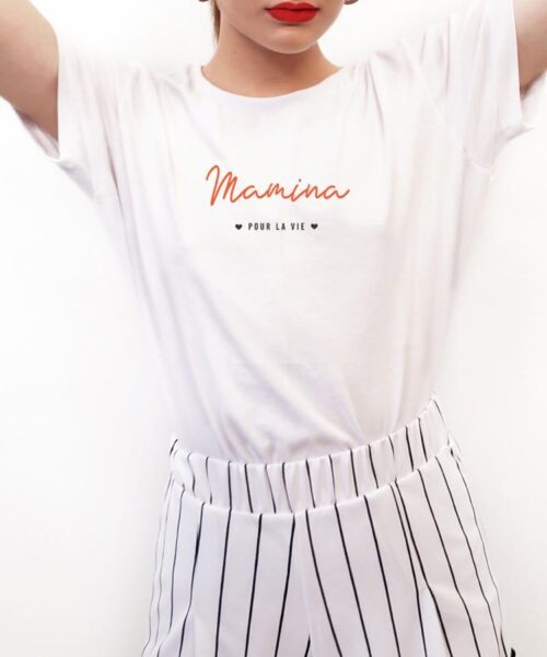 T-Shirt Blanc Mamina pour la vie Pour femme-2