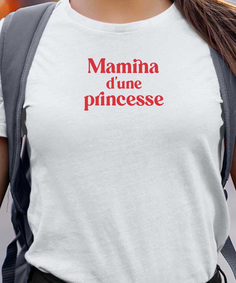 T-Shirt Blanc Mamina d'une princesse Pour femme-1