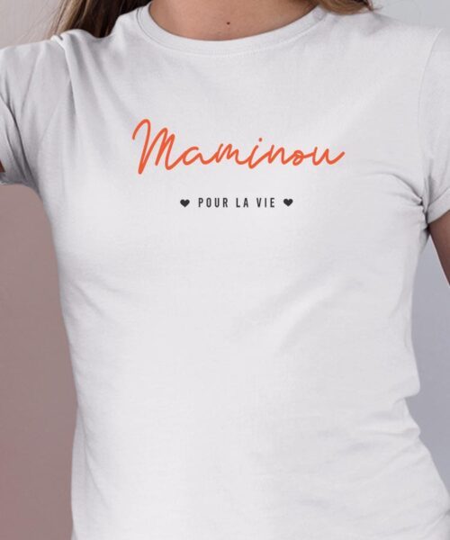 T-Shirt Blanc Maminou pour la vie Pour femme-1