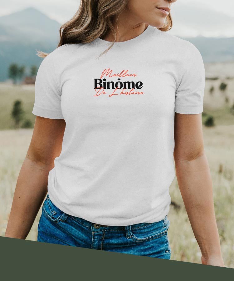 T-Shirt Blanc Meilleur Binôme de l'histoire Pour femme-2