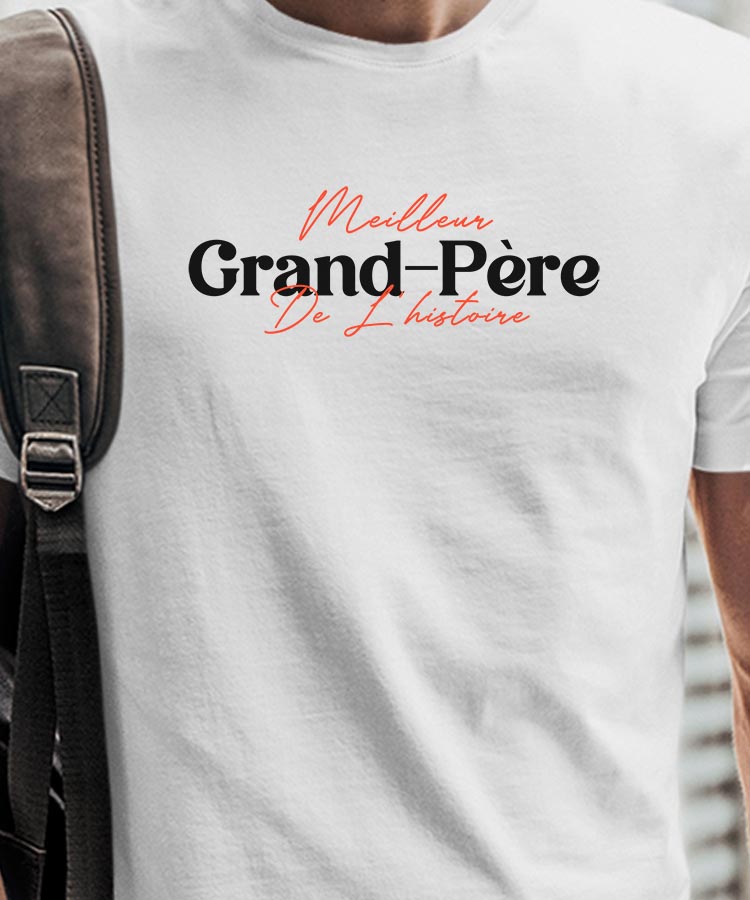 T-Shirt Blanc Meilleur Grand-Père de l'histoire Pour homme-1