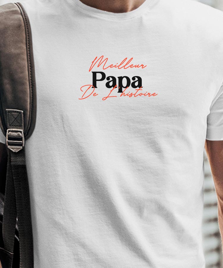 T-Shirt Blanc Meilleur Papa de l'histoire Pour homme-1