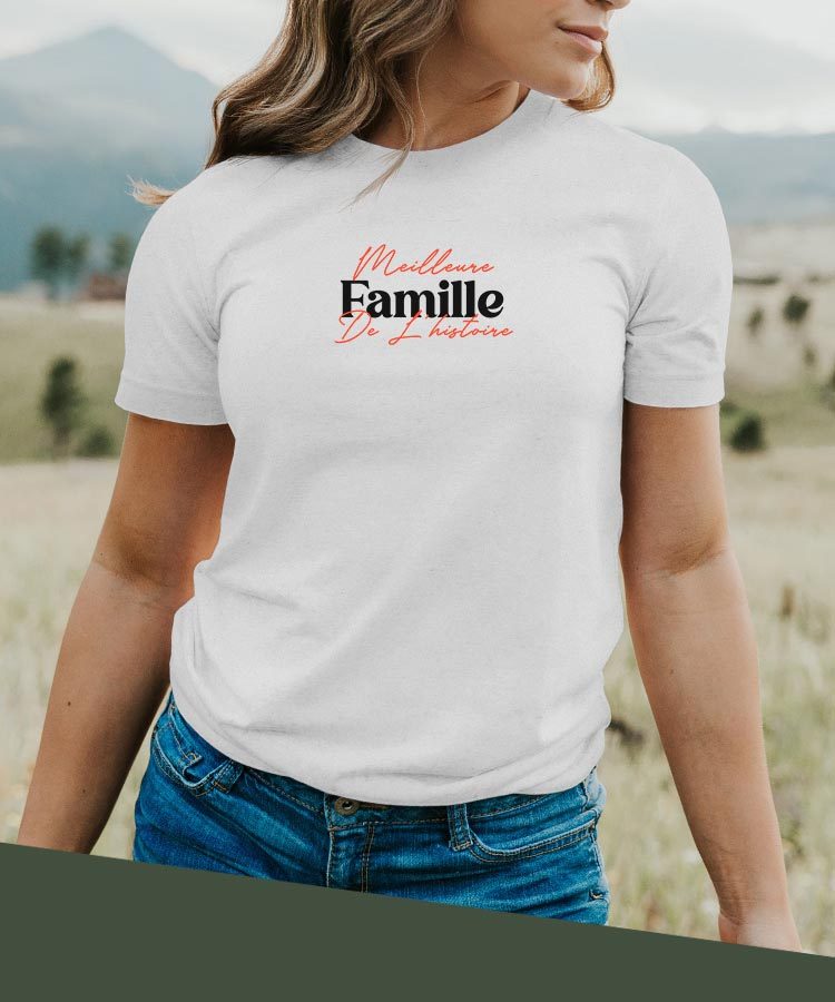 T-Shirt Blanc Meilleure Famille de l'histoire Pour femme-2