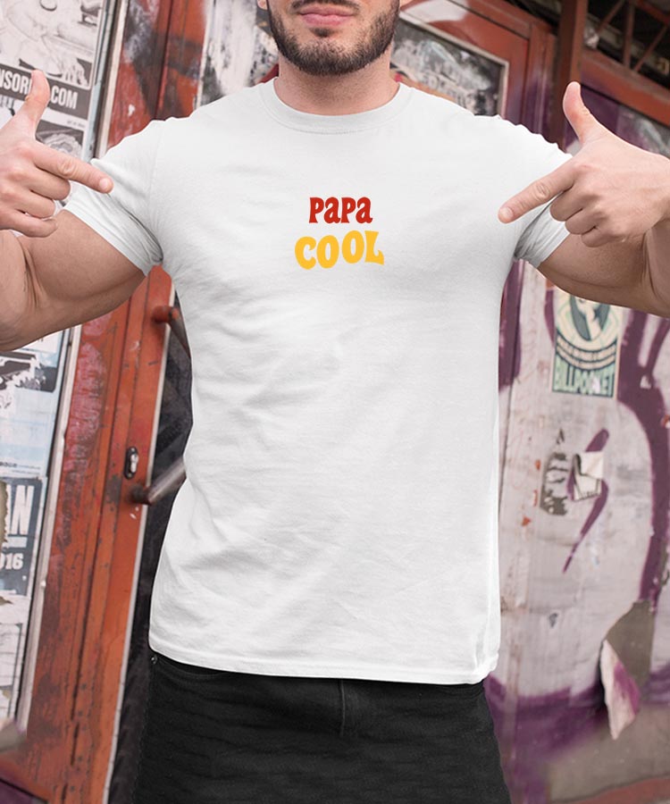 T-Shirt Blanc Papa cool disco Pour homme-2