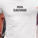 T-Shirt Blanc Papa sauvage Pour homme-1
