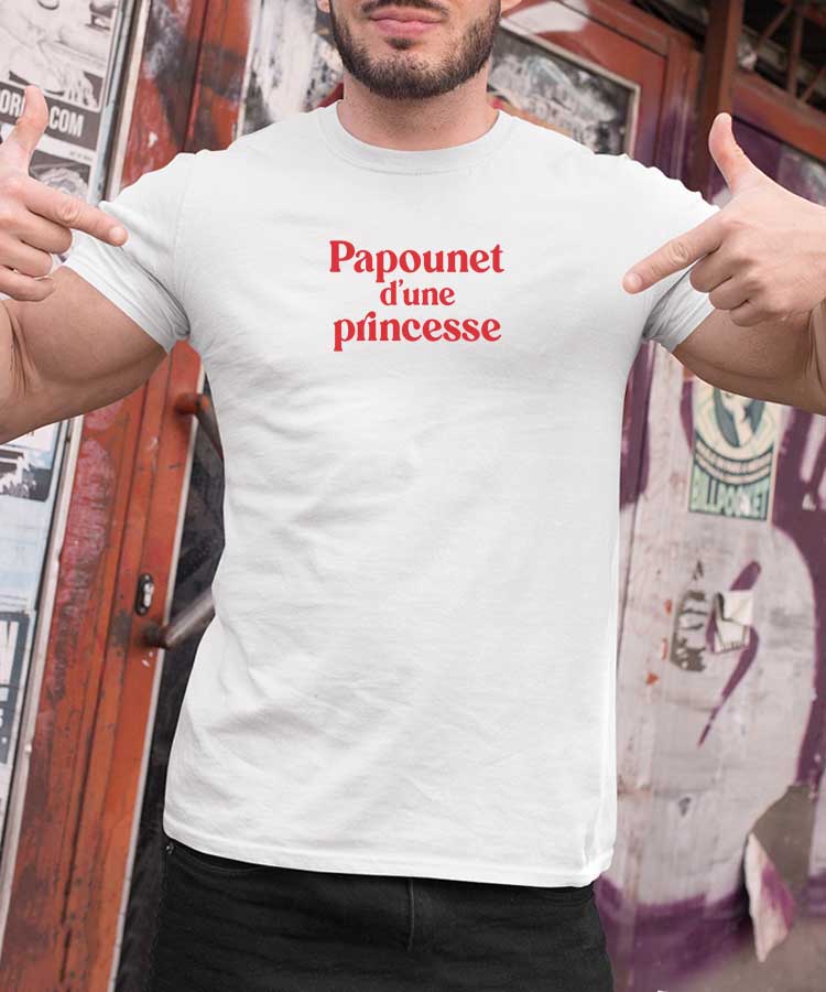 T-Shirt Blanc Papounet d'une princesse Pour homme-2