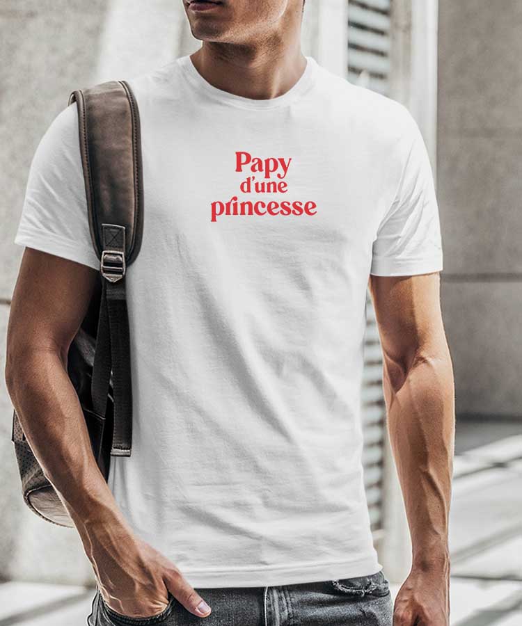 T-Shirt Blanc Papy d'une princesse Pour homme-2