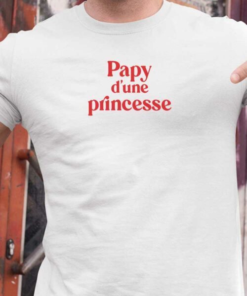 T-Shirt Blanc Papy d'une princesse Pour homme-1
