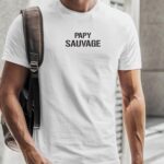 T-Shirt Blanc Papy sauvage Pour homme-2