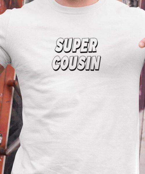 T-Shirt-Blanc-Super-Cousin-Pour-homme-2
