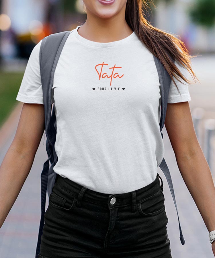 T-Shirt Blanc Tata pour la vie Pour femme-2