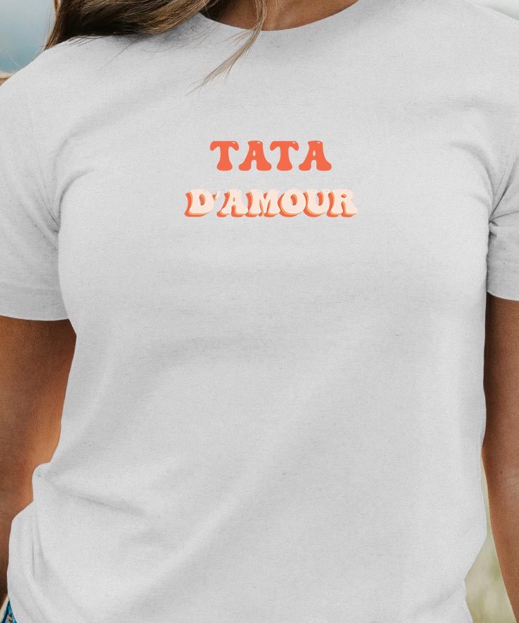 T-Shirt Blanc Tata d'amour Pour femme-1