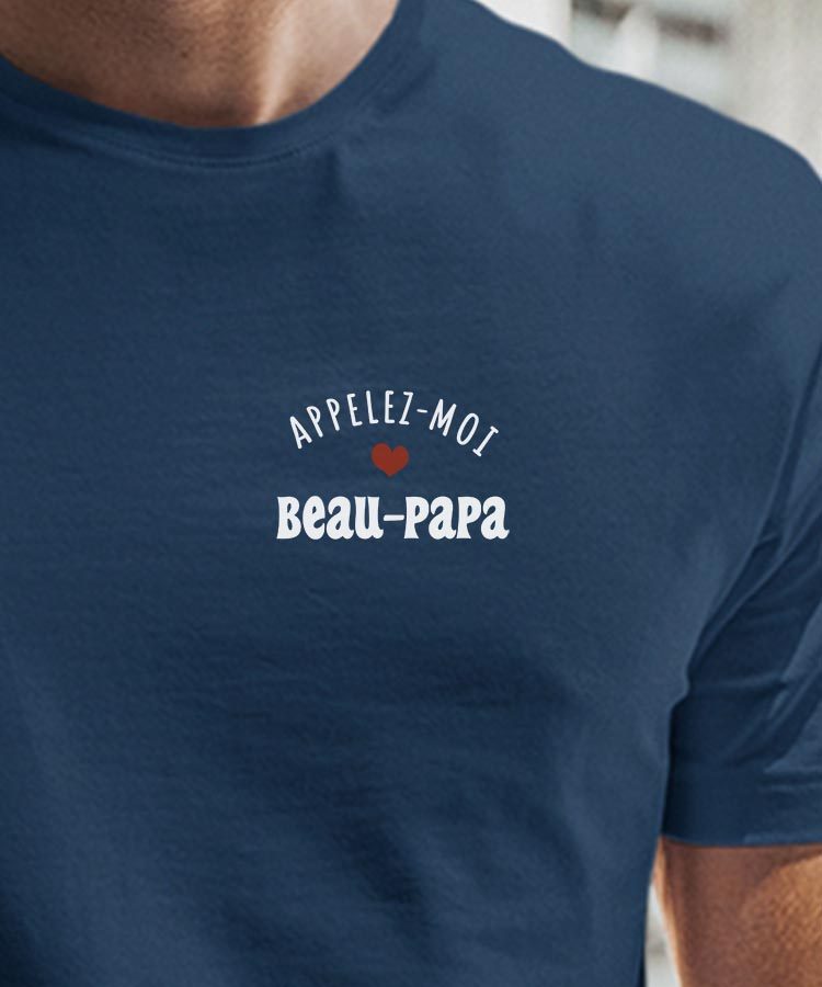 T-Shirt Bleu Marine Appelez-moi Beau-Papa Pour homme-1