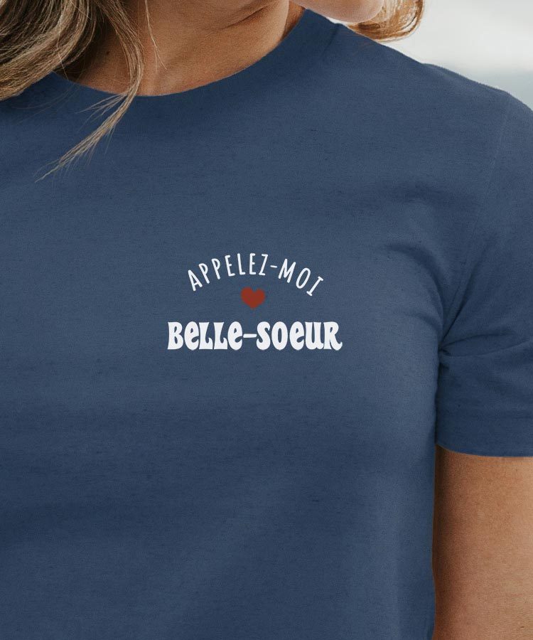 T-Shirt Bleu Marine Appelez-moi Belle-Soeur Pour femme-1