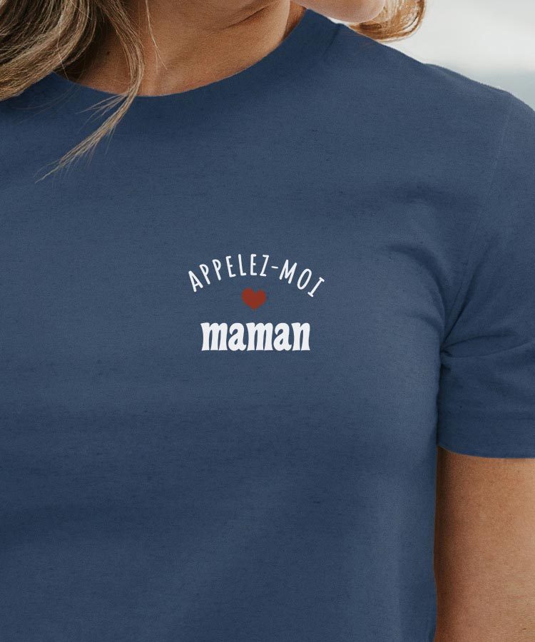 T-Shirt Bleu Marine Appelez-moi Maman Pour femme-1