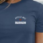 T-Shirt Bleu Marine Appelez-moi Manoune Pour femme-1