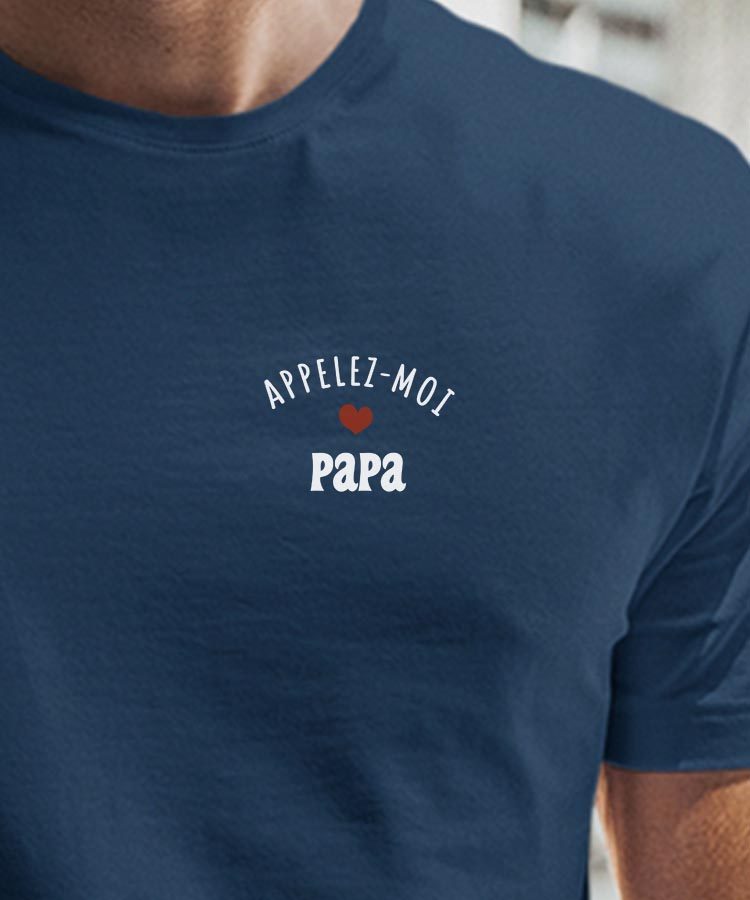 T-Shirt Bleu Marine Appelez-moi Papa Pour homme-1