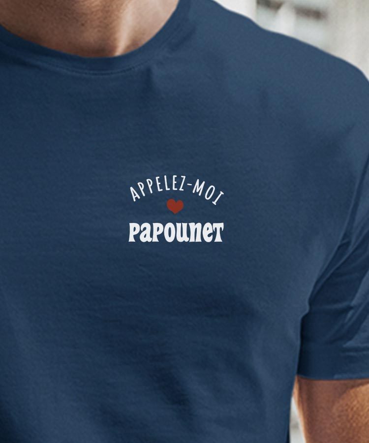 T-Shirt Bleu Marine Appelez-moi Papounet Pour homme-1