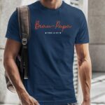 T-Shirt Bleu Marine Beau-Papa pour la vie Pour homme-2