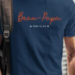 T-Shirt Bleu Marine Beau-Papa pour la vie Pour homme-1
