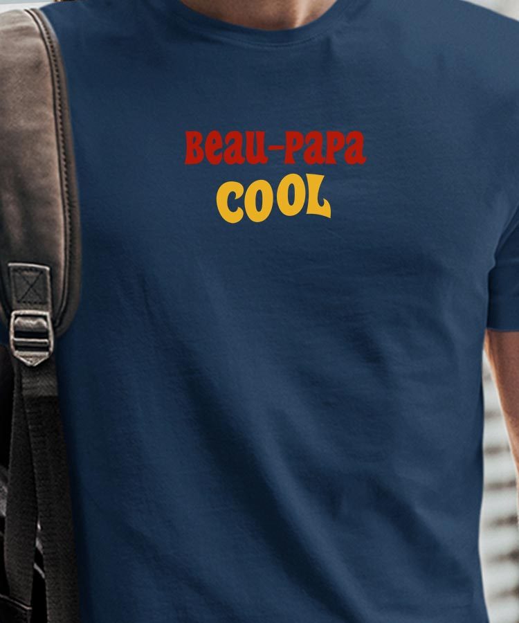 T-Shirt Bleu Marine Beau-Papa cool disco Pour homme-1