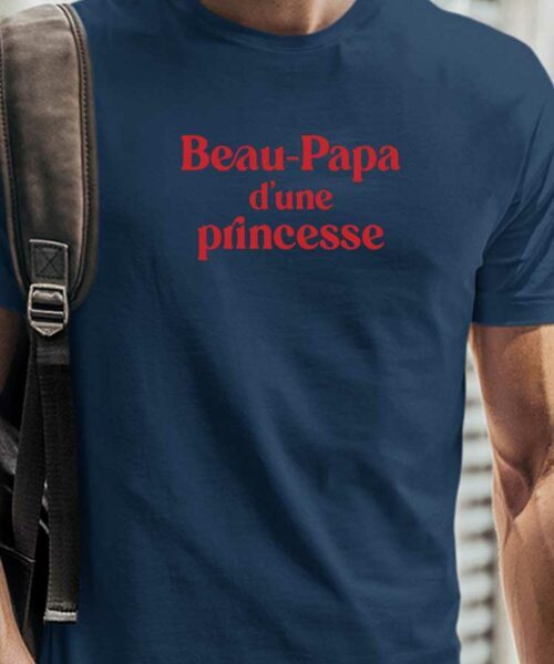 T-Shirt Bleu Marine Beau-Papa d'une princesse Pour homme-1