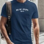 T-Shirt Bleu Marine Beau-Papa rock Pour homme-2