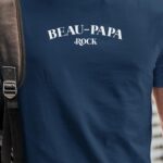 T-Shirt Bleu Marine Beau-Papa rock Pour homme-1