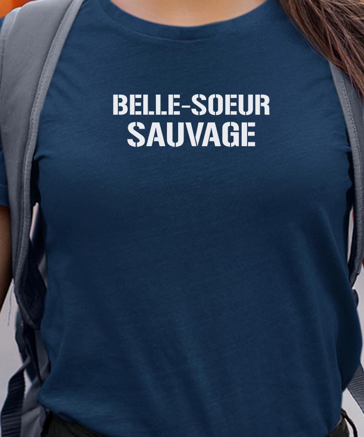 T-Shirt Bleu Marine Belle-Soeur sauvage Pour femme-1