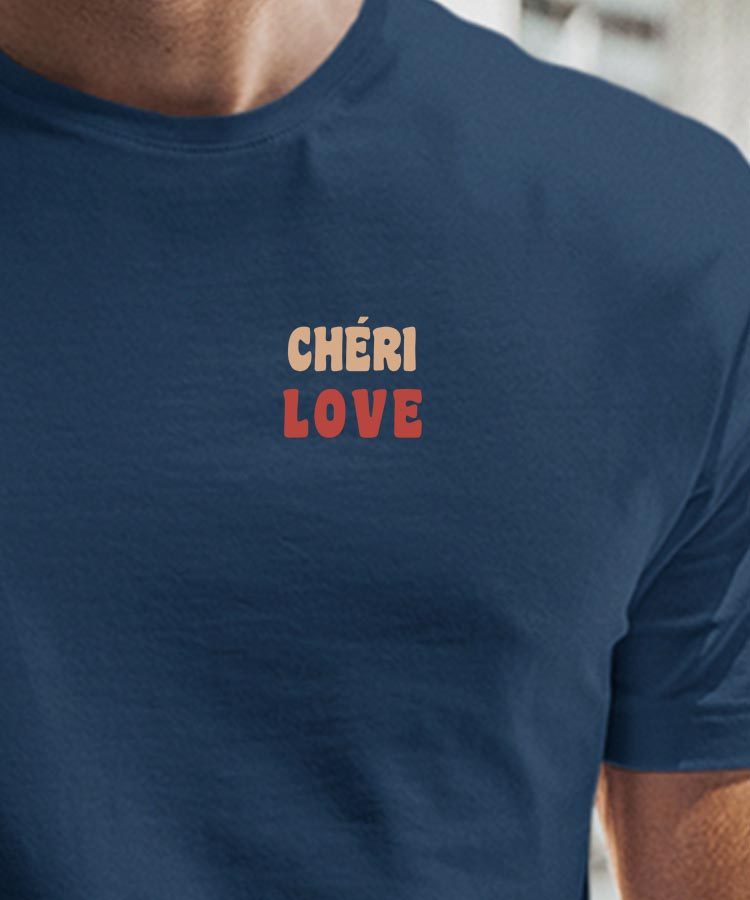 T-Shirt Bleu Marine Chéri love Pour homme-1