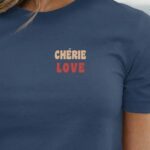 T-Shirt Bleu Marine Chérie love Pour femme-1